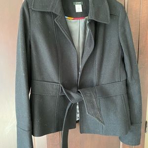 J.Crew 100% black wool short jacket with tie
